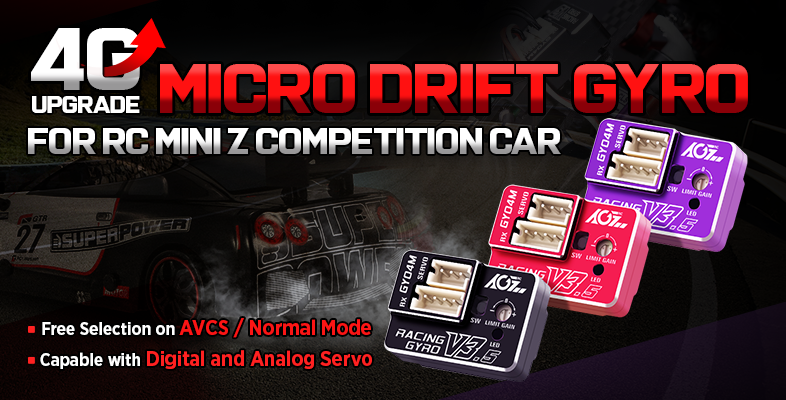 AGFRC 4g Upgrade Dual Mode GY04M V3.5 Micro RC Drift Rated Gyro for Small Scale Mini Z Competition Racing Car